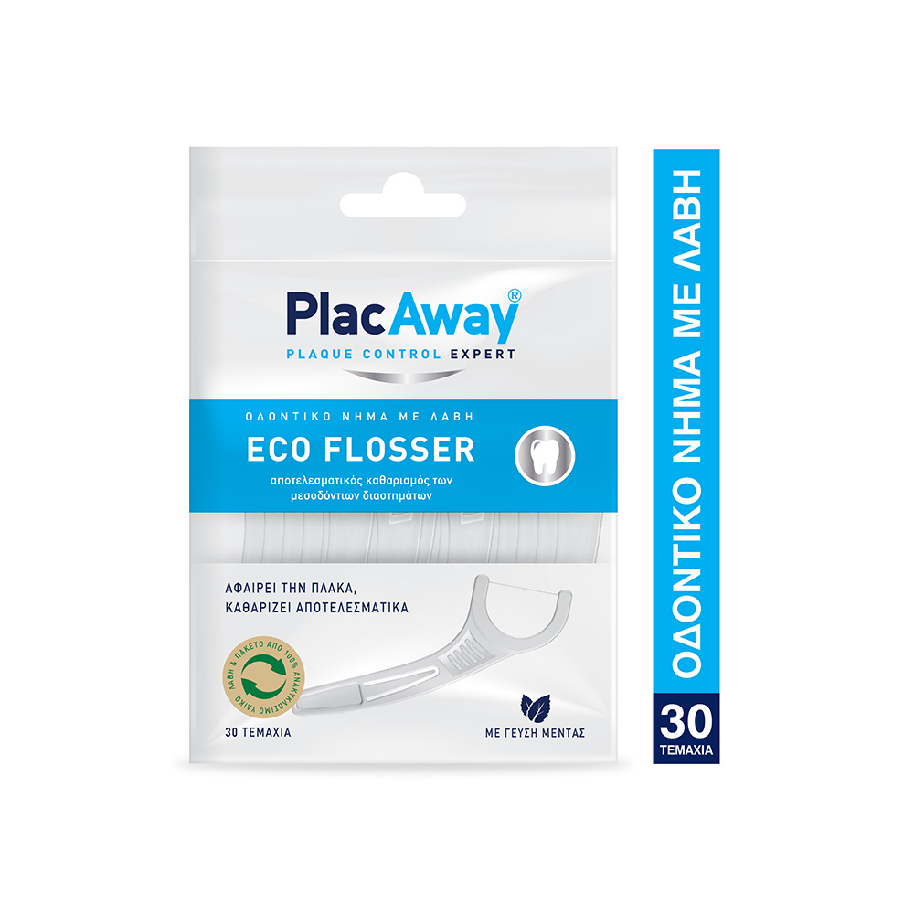 PLAC AWAY - Eco Flosser Οδοντικό Νήμα με Λαβή - 30τεμ.